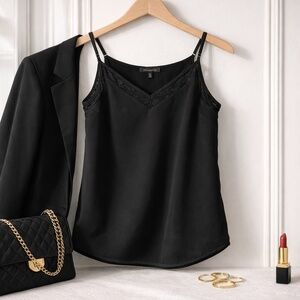 Dynamite‎ Black Lace Trim Camisole Adjustable Straps Size Small
